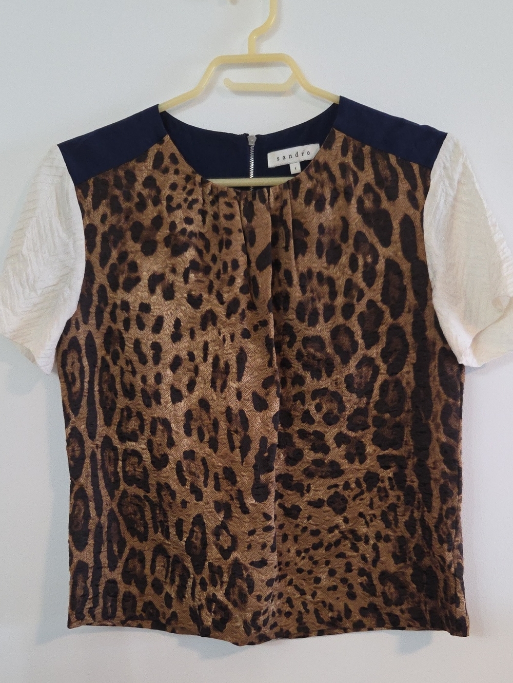 Sandro wool/silk cheetak print top Sz S